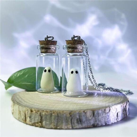 Ghost Necklace, (Blue) The Adopt A Ghost in A Bottle Pendant Necklace Halloween - Picture 4 of 7